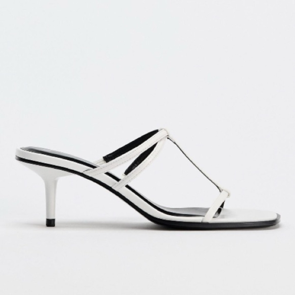 Zara Sleek White Sandals with Medium Heel— New!